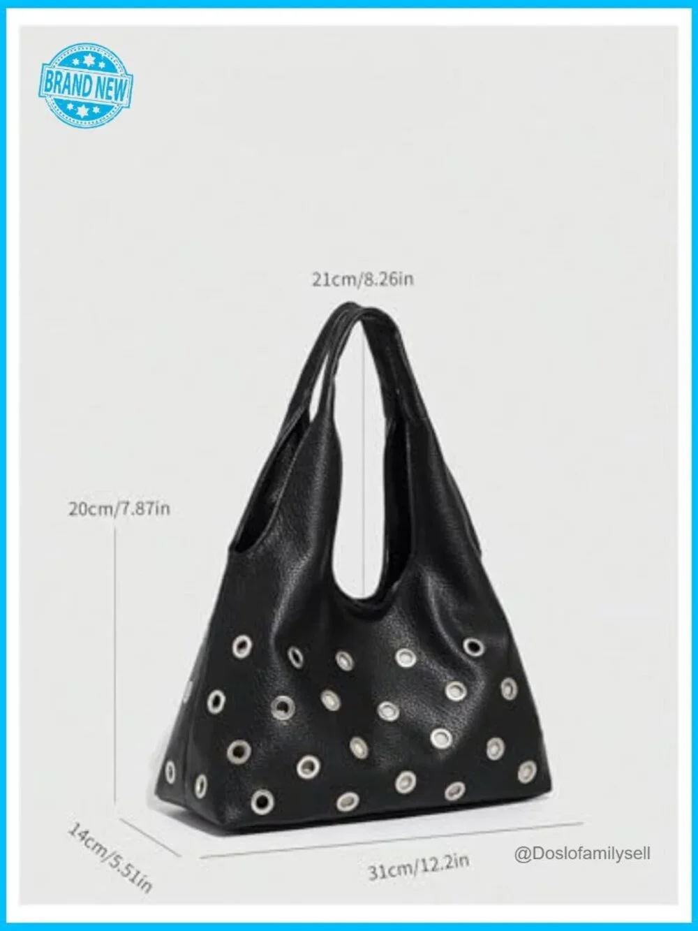 Faux Leather Hobo Bag Punk Y2K Double Handle Shoulder Bag Medium Size